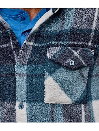 Sobrecamisa de cuadros de sherpa con cuello de puntas libres