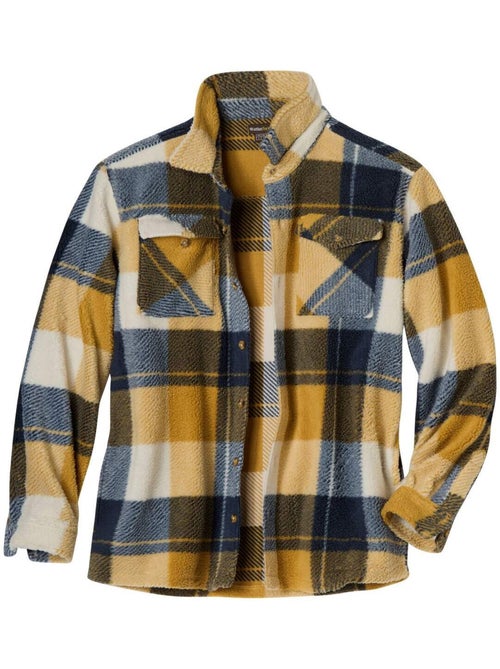 Sobrecamisa de cuadros de sherpa con cuello de puntas libres y 4 bolsillos - Kiabi Sobrecamisa de cuadros de sherpa con cuello de puntas libres y 4 bolsillos - Kiabi