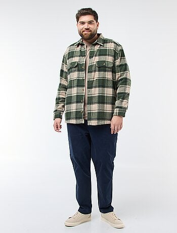 Sobrecamisa de cuadros de franela de algodón