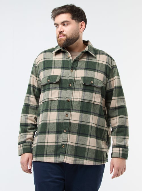 Sobrecamisa de cuadros en franela de algodón - Kiabi