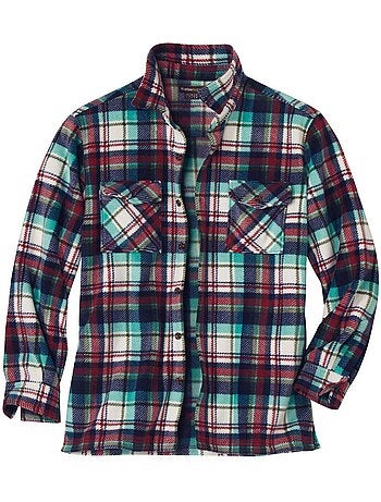 Sobrecamisa de forro polar a cuadros con cuello de puntas libres