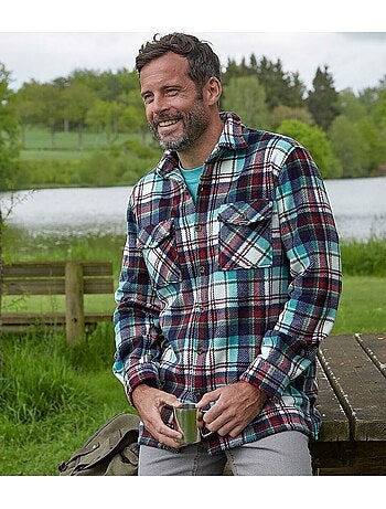 Sobrecamisa de forro polar a cuadros con cuello de puntas libres