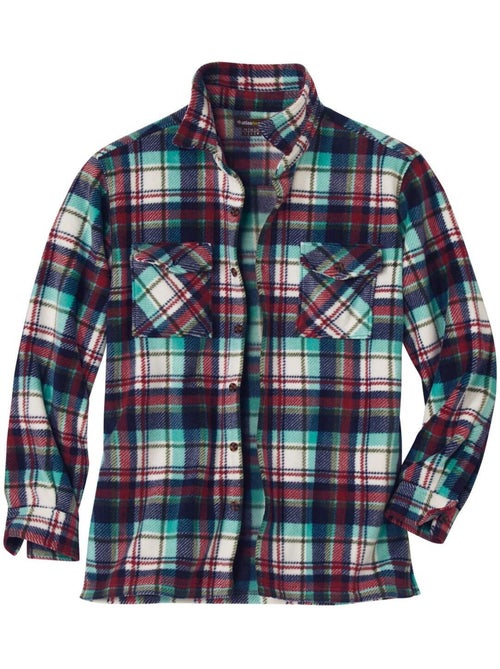 Sobrecamisa de forro polar a cuadros con cuello de puntas libres - Kiabi