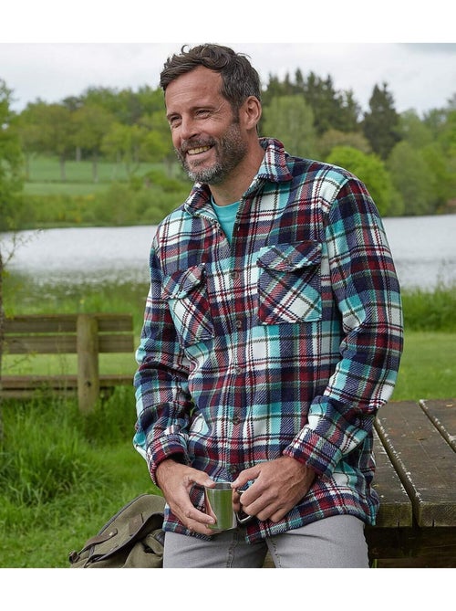 Sobrecamisa de forro polar a cuadros con cuello de puntas libres - Kiabi