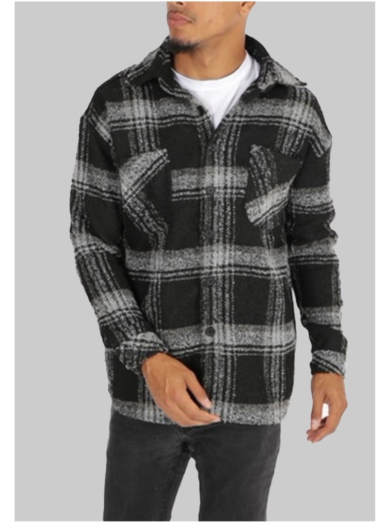 Sobrecamisa de forro polar a cuadros Kebello Negro Negro - Kiabi