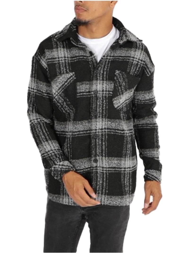 Sobrecamisa de forro polar a cuadros Kebello Negro Negro - Kiabi