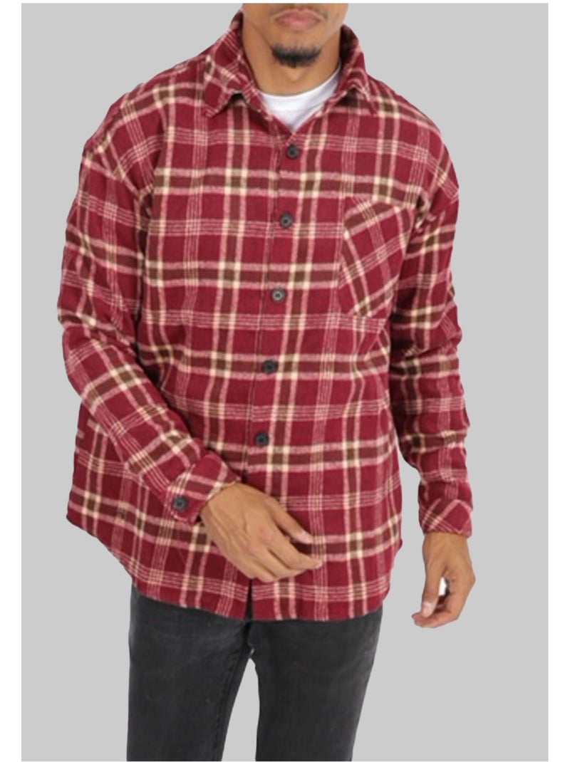 Sobrecamisa de forro polar a cuadros Kebello Rojo - Kiabi