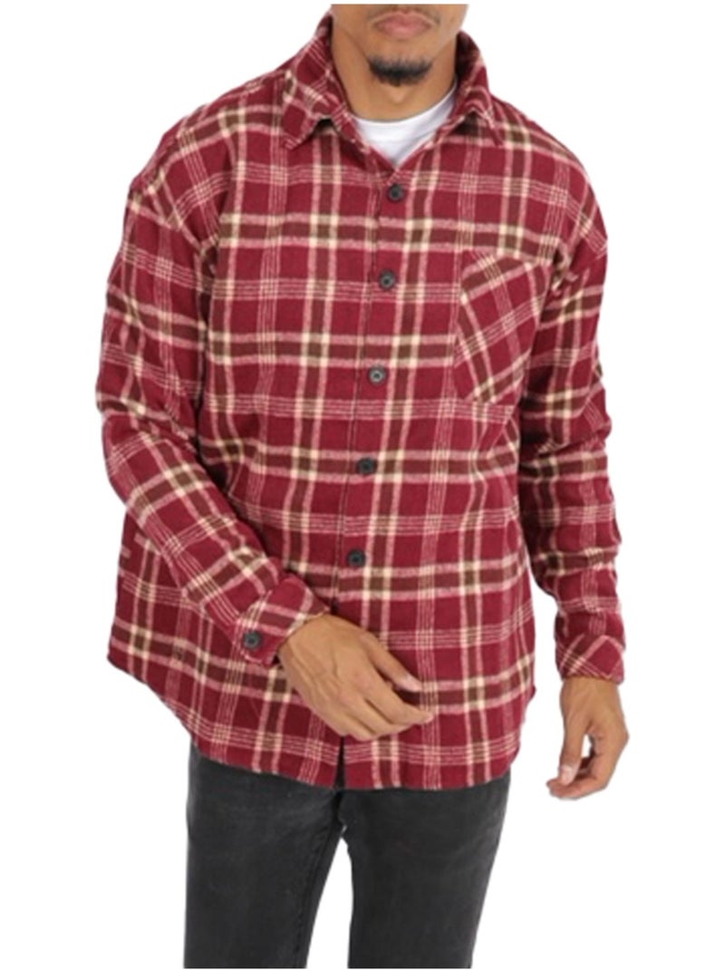Sobrecamisa de forro polar a cuadros Kebello Rojo - Kiabi