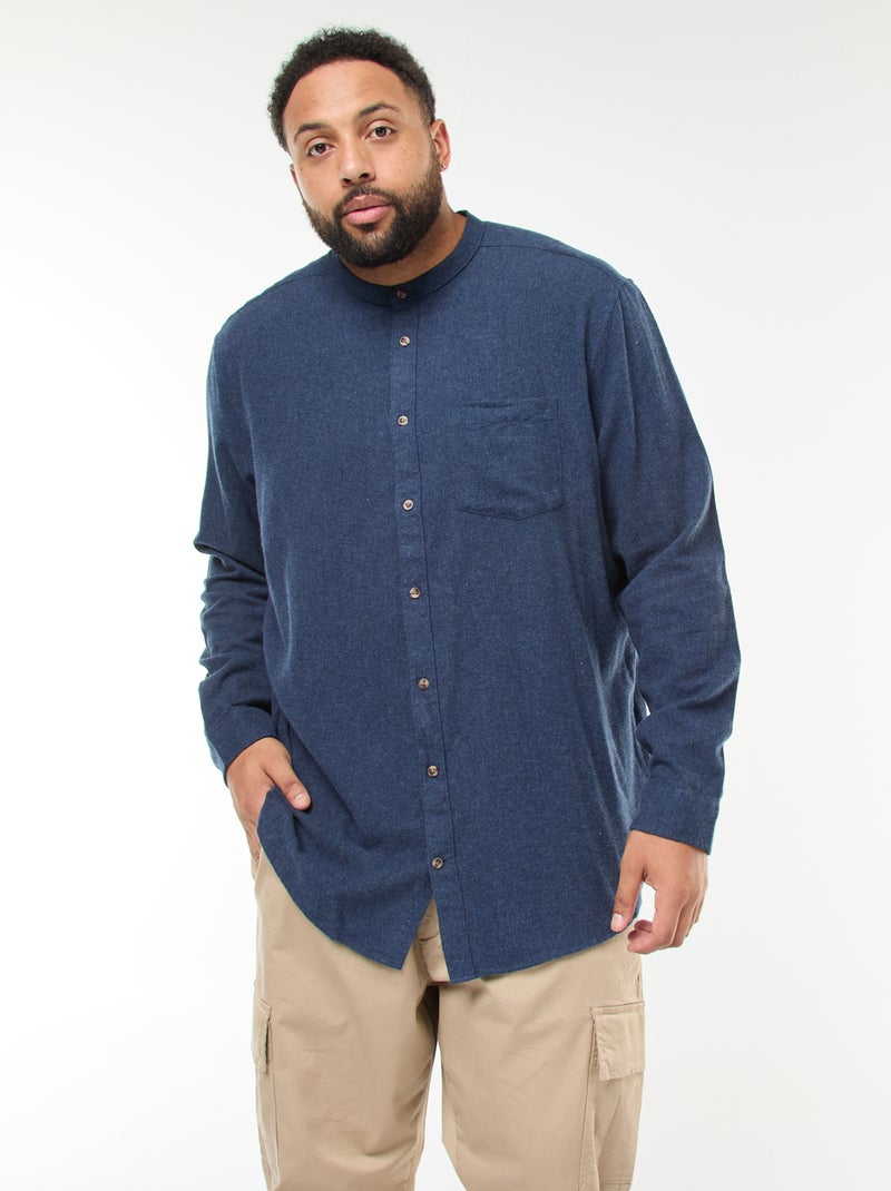 Sobrecamisa de franela con bolsillo en el pecho Azul - Kiabi