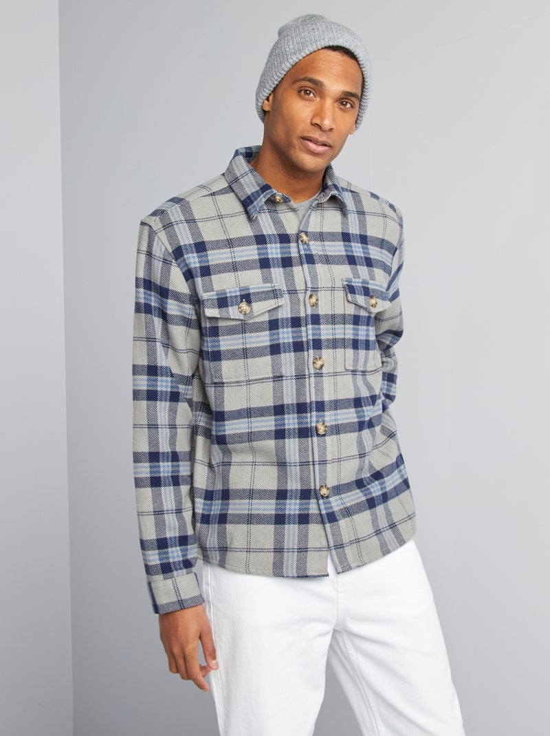 Sobrecamisa de franela GRIS - Kiabi