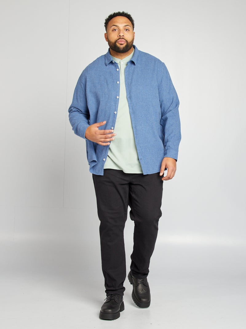 Sobrecamisa de franela lisa AZUL - Kiabi