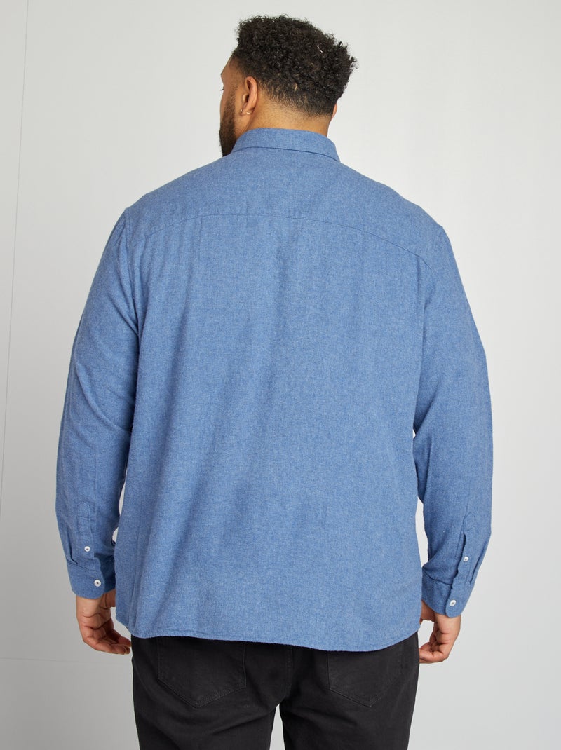 Sobrecamisa de franela lisa AZUL - Kiabi