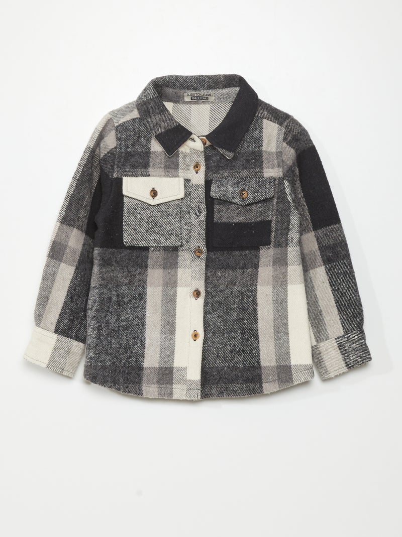 Sobrecamisa de franela negro/blanco - Kiabi