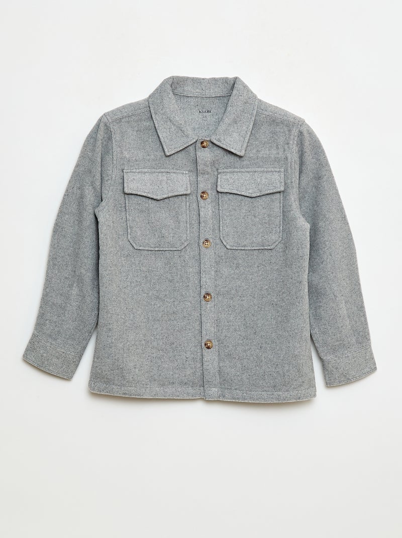 Sobrecamisa de franela regular Gris - Kiabi