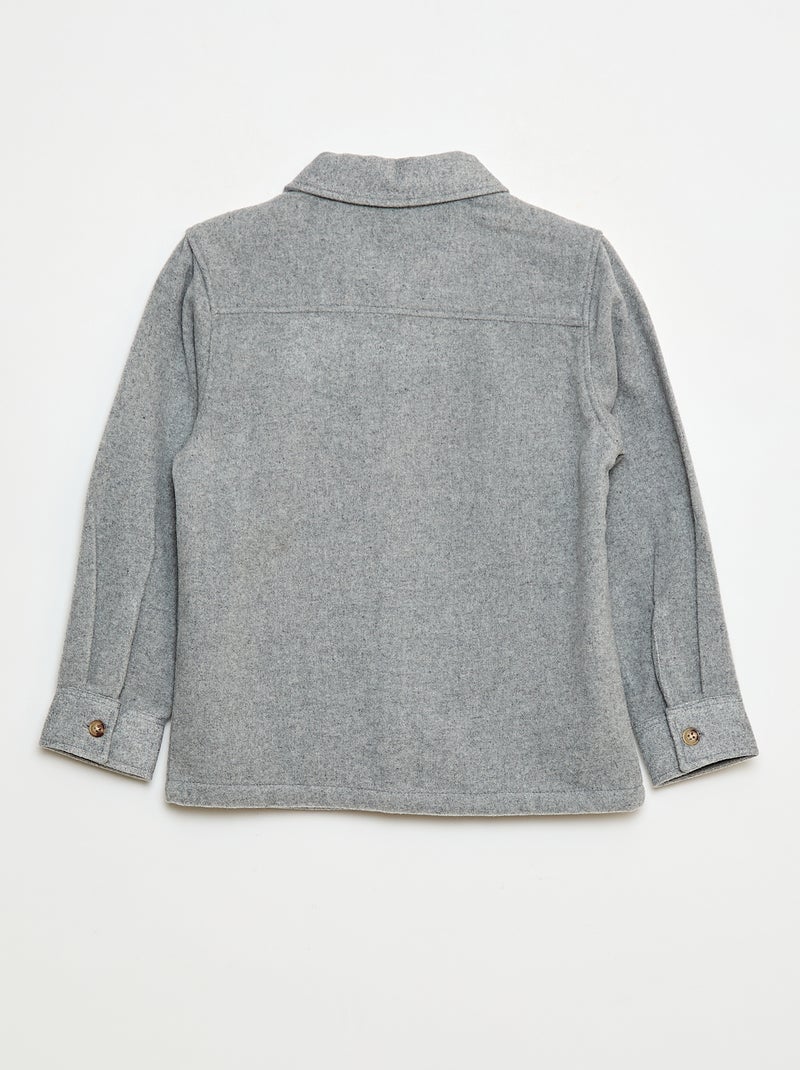 Sobrecamisa de franela regular Gris - Kiabi