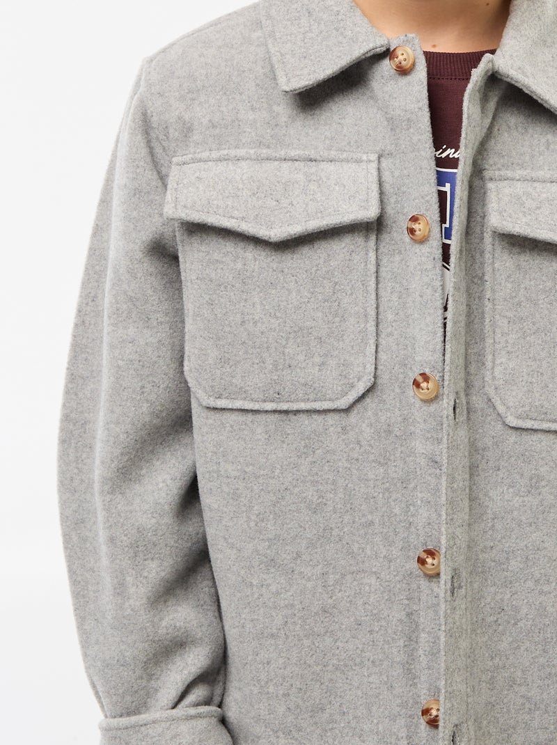 Sobrecamisa de franela regular Gris - Kiabi