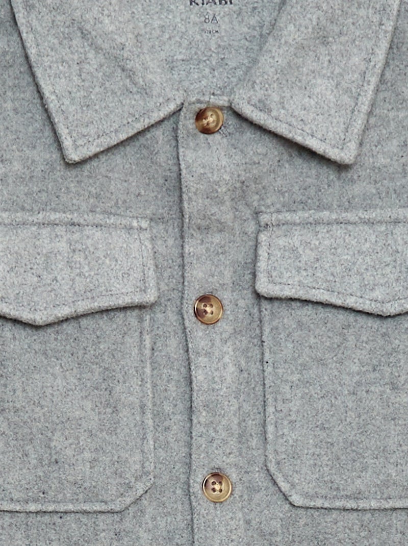 Sobrecamisa de franela regular Gris - Kiabi