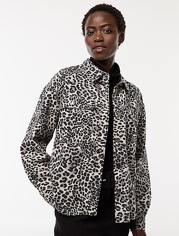 Sobrecamisa de leopardo de algodón 'JDY'