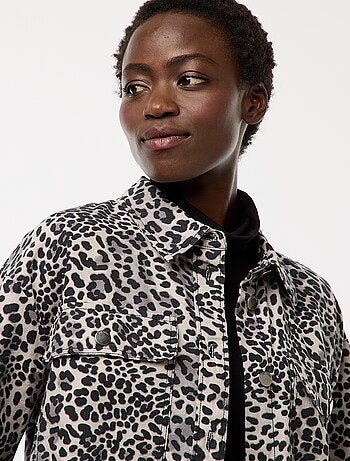 Sobrecamisa de leopardo de algodón 'JDY'