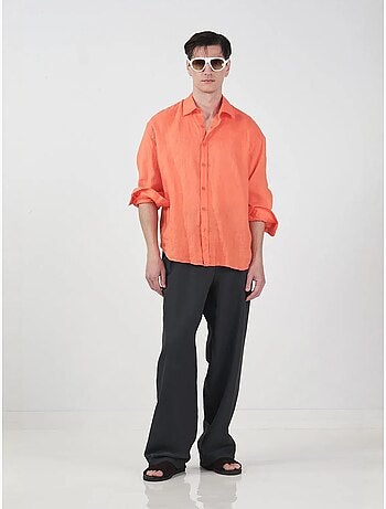 Sobrecamisa de lino oversize para hombre giesto