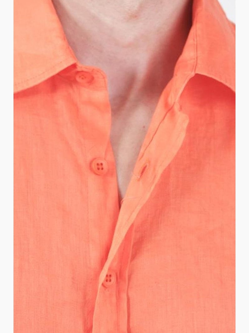 Sobrecamisa de lino oversize para hombre giesto Naranja claro - Kiabi