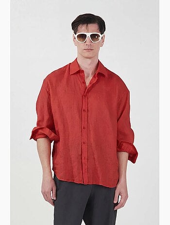 Sobrecamisa de lino oversize para hombre giesto