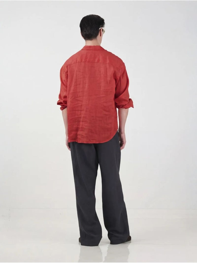 Sobrecamisa de lino oversize para hombre giesto Rojo - Kiabi