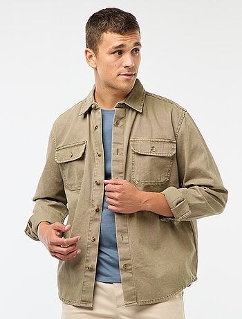 Sobrecamisa de manga larga en algodón