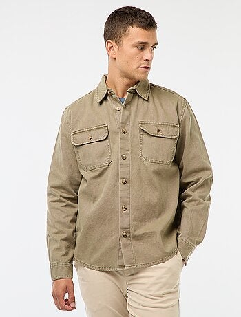 Sobrecamisa de manga larga en algodón