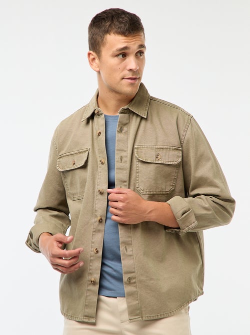 Sobrecamisa de manga larga en algodón - Kiabi