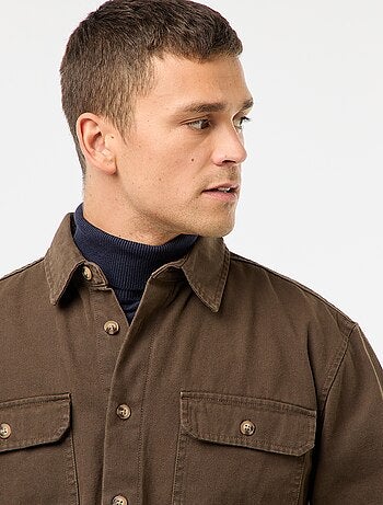 Sobrecamisa de manga larga en algodón