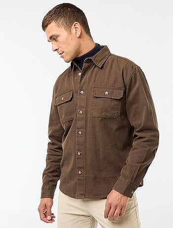 Sobrecamisa de manga larga en algodón