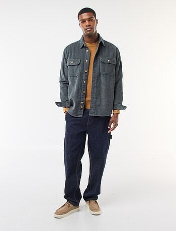 Sobrecamisa de pana de algodón lisa