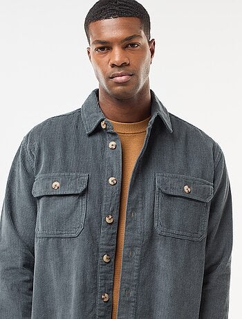 Sobrecamisa de pana de algodón lisa
