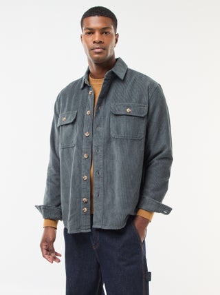 Sobrecamisa de pana de algodón lisa