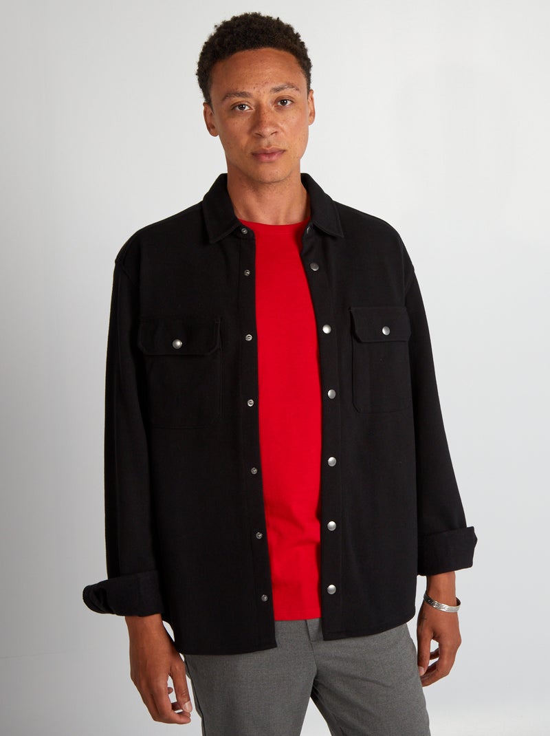 Sobrecamisa de punto de piqué con bolsillo negro - Kiabi