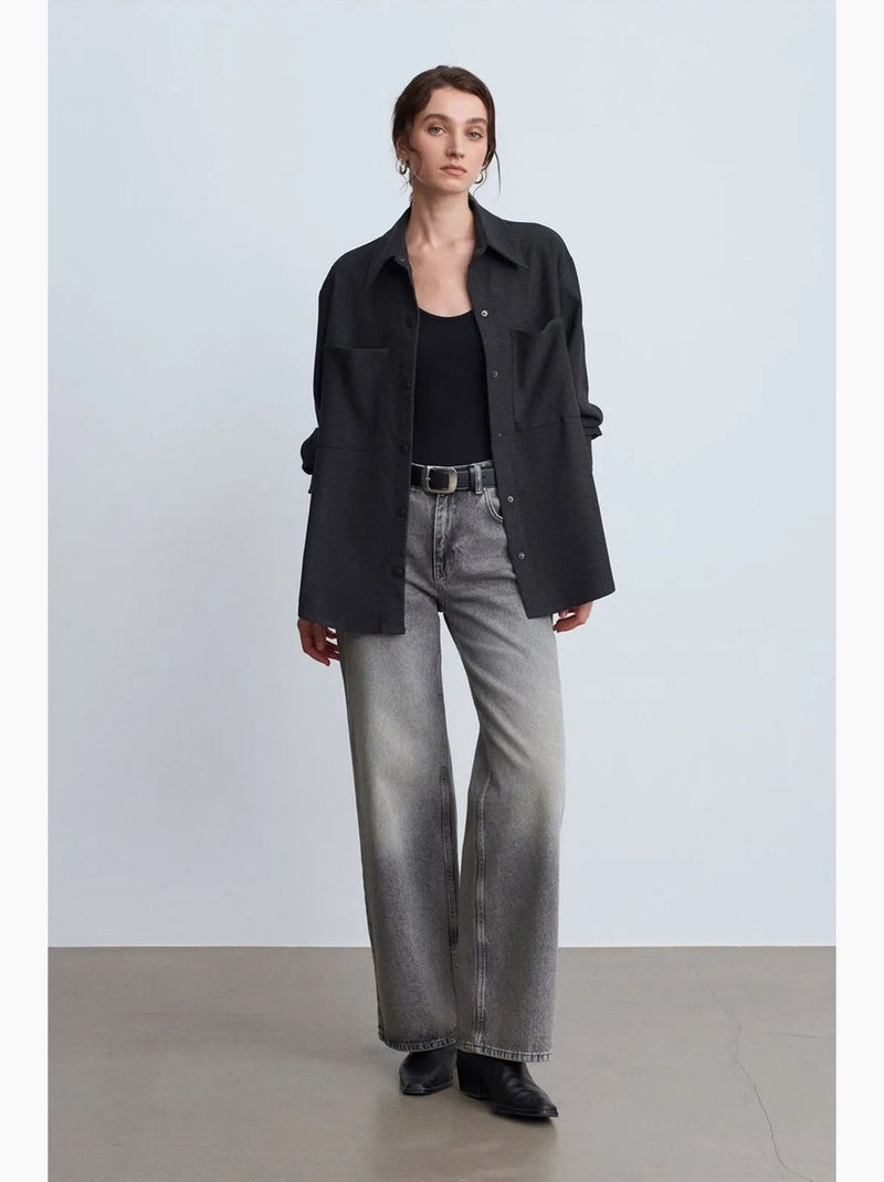 Sobrecamisa de punto oversize de manga larga dilvin Negro - Kiabi