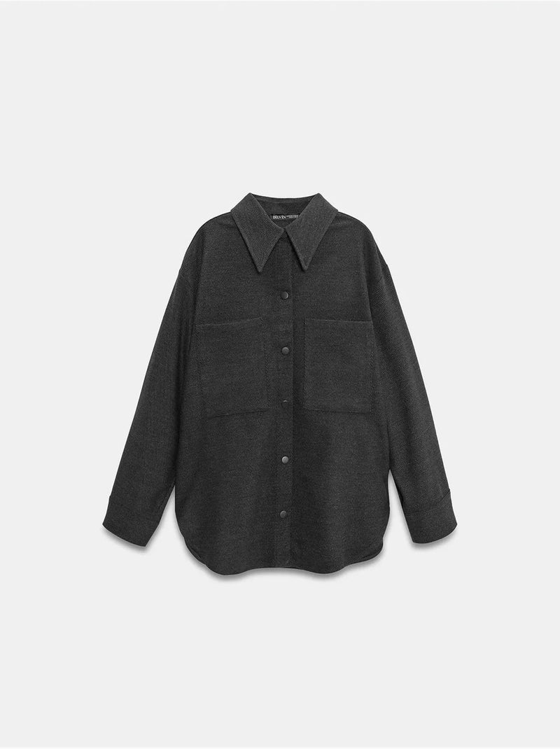 Sobrecamisa de punto oversize de manga larga dilvin Negro - Kiabi
