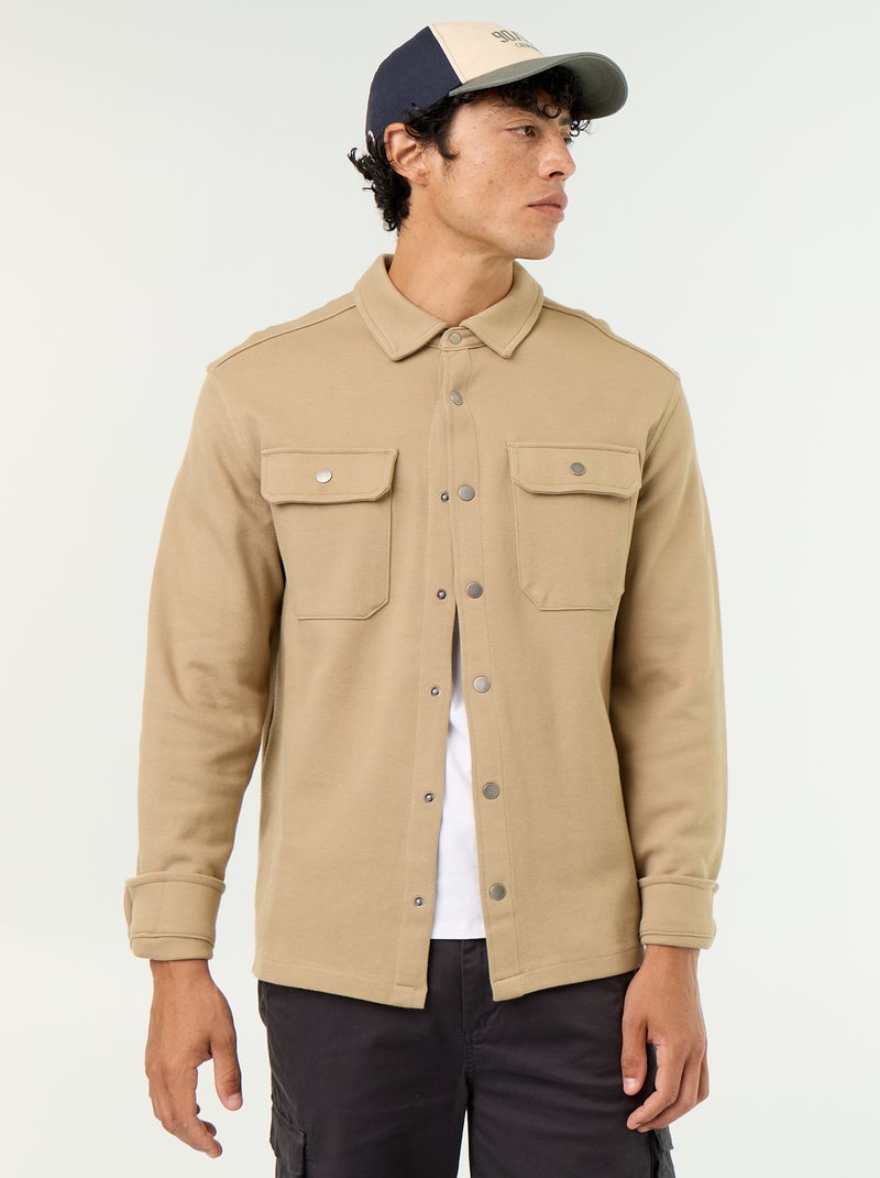 Sobrecamisa de punto piqué Beige - Kiabi