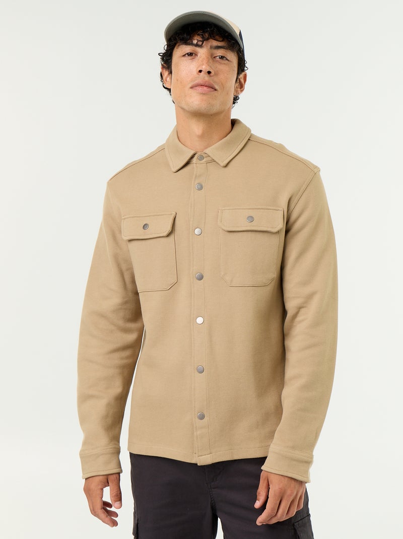 Sobrecamisa de punto piqué Beige - Kiabi