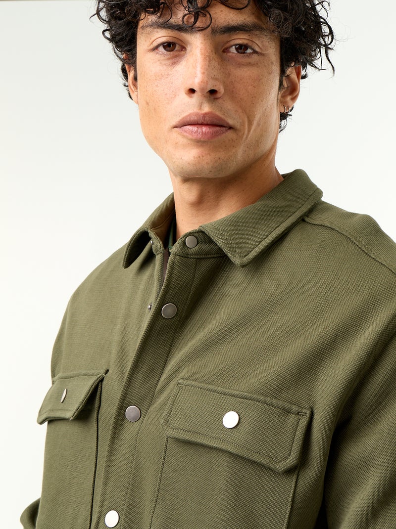 Sobrecamisa de punto piqué Verde - Kiabi