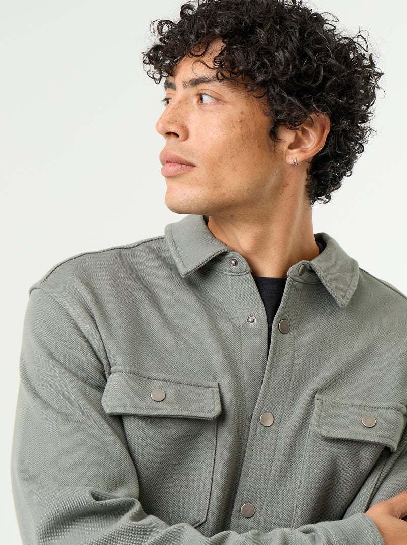 Sobrecamisa de punto piqué Verde - Kiabi