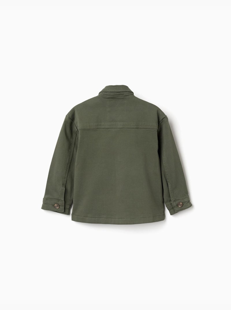 Sobrecamisa de sarga con bolsillos delanteros Verde oscuro - Kiabi
