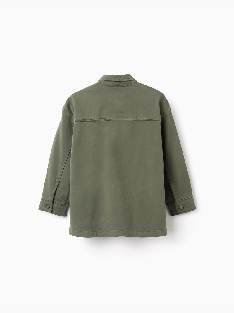 Sobrecamisa de sarga con bolsillos delanteros Verde oscuro - Kiabi