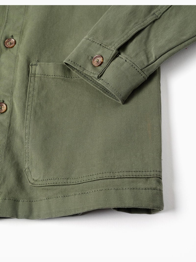 Sobrecamisa de sarga con bolsillos delanteros Verde oscuro - Kiabi