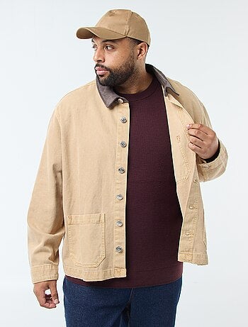 Sobrecamisa de sarga con cuello contrastado