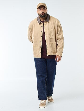 Sobrecamisa de sarga con cuello contrastado