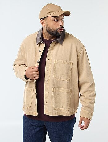 Sobrecamisa de sarga con cuello contrastado