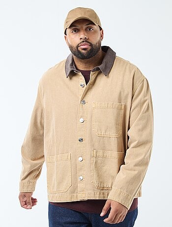 Sobrecamisa de sarga con cuello contrastado