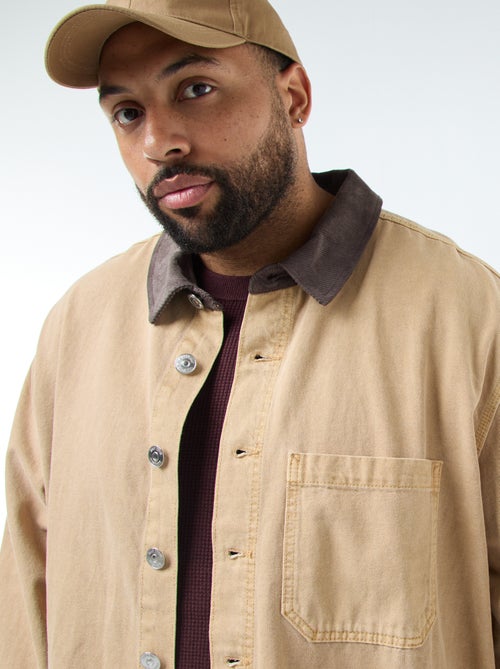 Sobrecamisa de sarga con cuello contrastado - Kiabi